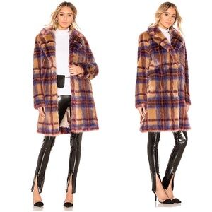 Majorelle Fifi Faux Fur Plaid Tartan Coat